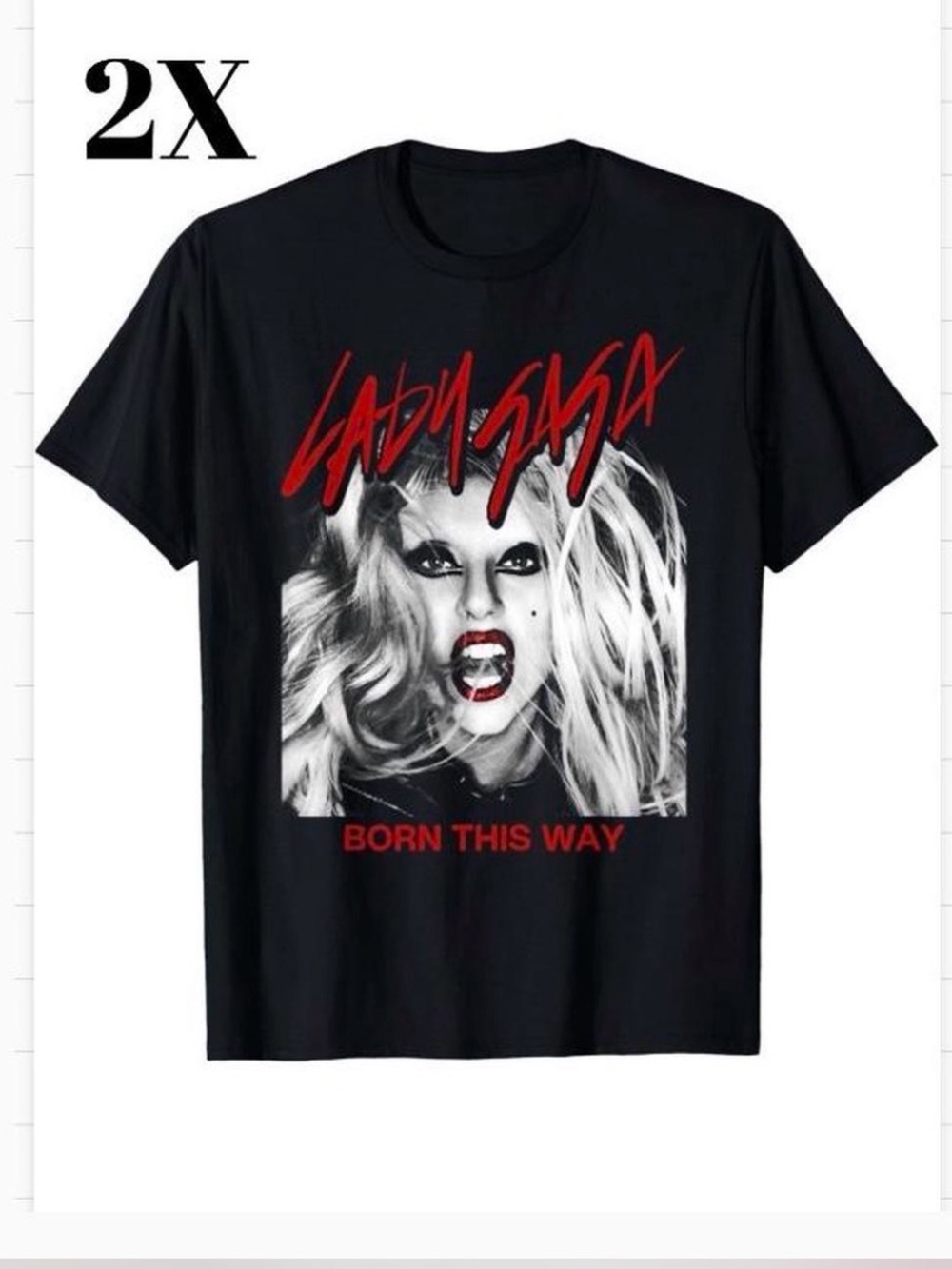 Lady Gaga Black Graphic Short Sleeve Tee - 2X
